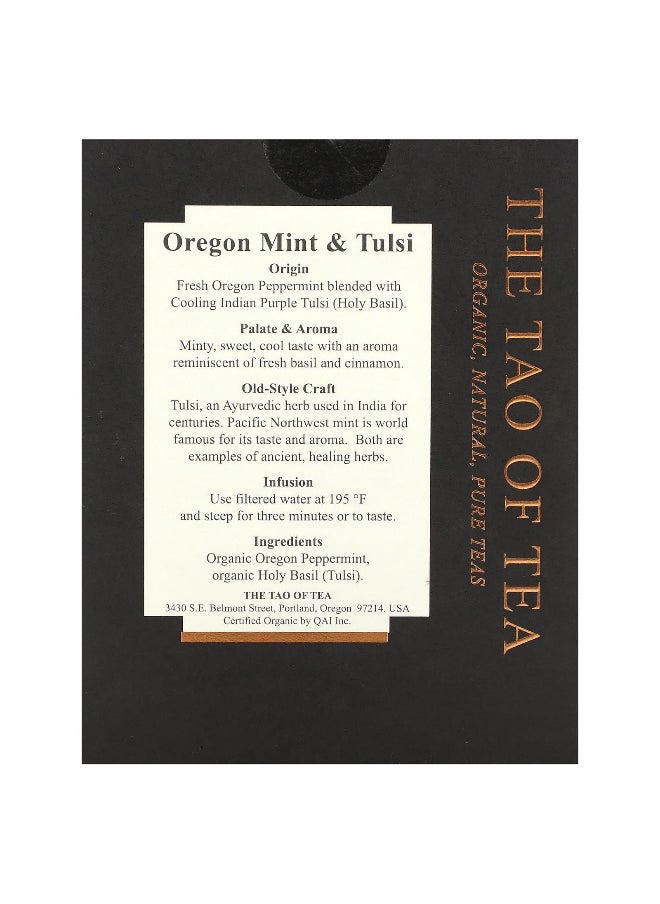 The Tao of Tea The Tao of Tea, Organic Oregon Mint & Tulsi Tea, Caffeine Free, 15 Pyramid Sachets, 1.05 oz (30 g)  - Image 2