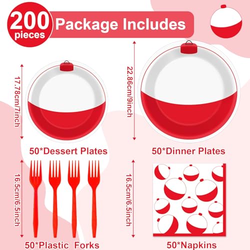 CHUNNIN 200 PCS Gone Fishing Party Plates Napkins Fishing Themed Tableware Set for Fishing Party Gone Fishing Decoration Dessert Plates Forks Serve 50 Guests for Fishing Birthday Party Favor Supplies - Image 5