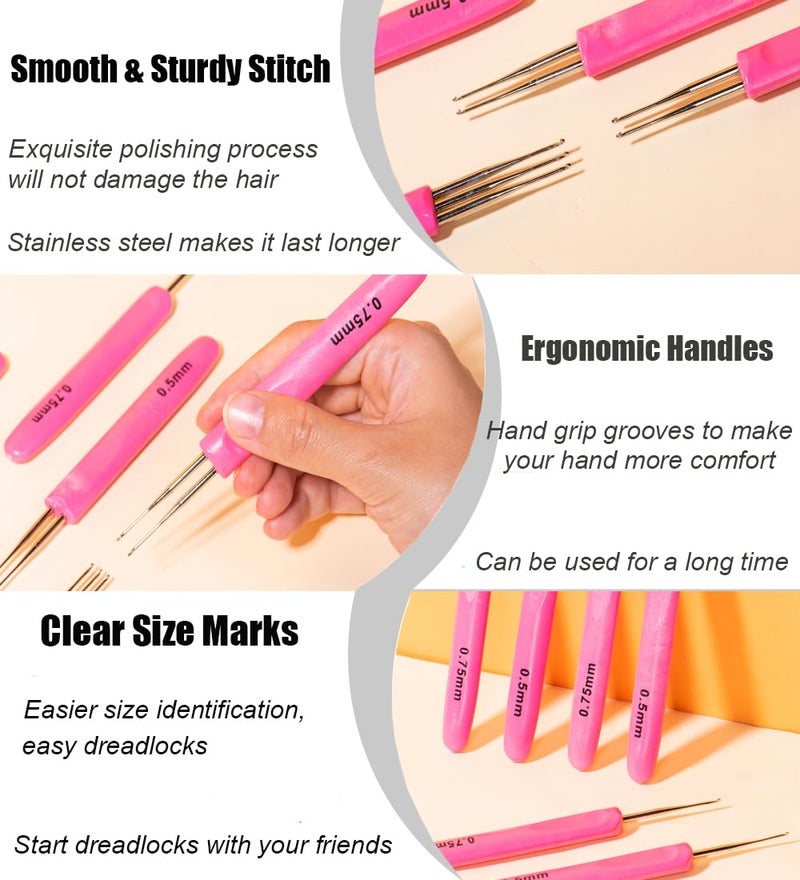 Weabetfu Dreadlocks Crochet Hooks with Ergonomic Handle,Dreadlock Needle Tool for Craft,Dreadlock Crochet Hook for Hair 0.5mm 1 Hook - Image 3