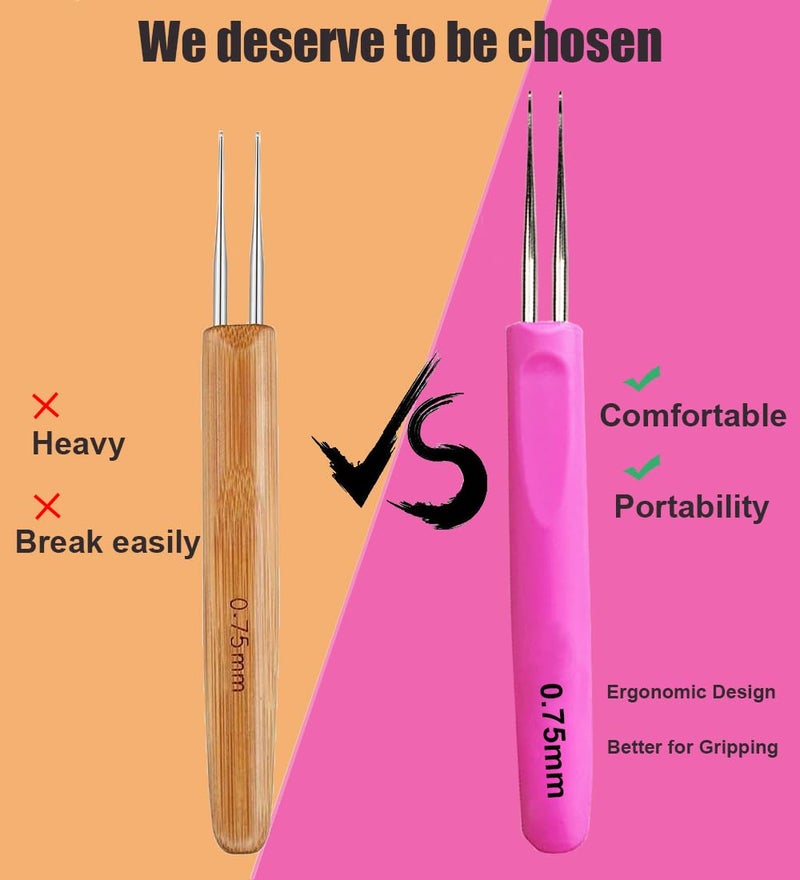 Weabetfu Dreadlocks Crochet Hooks with Ergonomic Handle,Dreadlock Needle Tool for Craft,Dreadlock Crochet Hook for Hair 0.5mm 1 Hook - Image 4