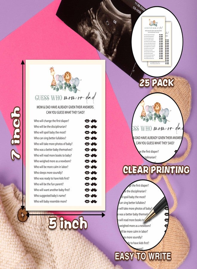 Foosproea Who Mom Or Dad Games Set, Eucalyptus Baby Shower Party Game Card, Safari Jungle Themed Gender Neutral Party Ideas Activities, Woodland Animals Baby Shower Party Supplies & Decorations -B04 - Image 4