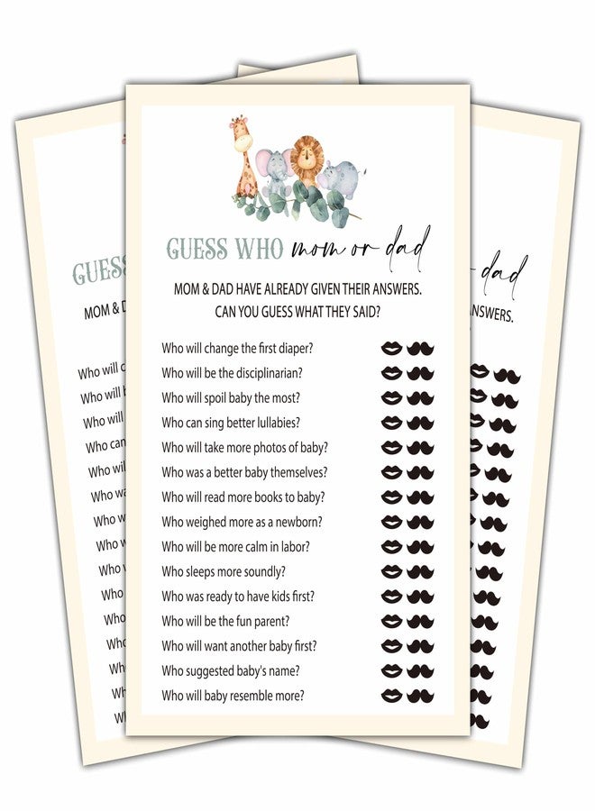 Foosproea Who Mom Or Dad Games Set, Eucalyptus Baby Shower Party Game Card, Safari Jungle Themed Gender Neutral Party Ideas Activities, Woodland Animals Baby Shower Party Supplies & Decorations -B04 - Image 2