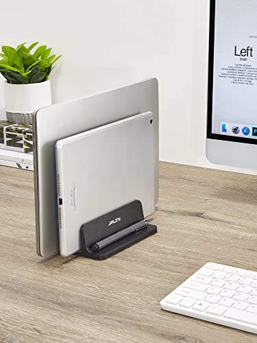 JARLINK Vertical Laptop Stand Holder, Aluminum Double Desktop Stand Holder with Adjustable Dock (Up to 17.3 inch), Compatible with MacBook, Surface, Chromebook, and Gaming Laptops, Black - Image 5