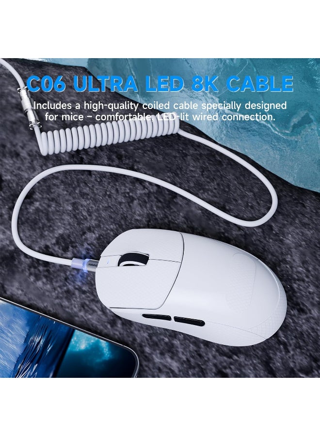 هجوم القرش X8 PLUS Wireless Gaming Mouse With C06 Ultra LED Cable, 55g SUPERLIGHT, Large Hand Size, PixArt PAW3395PRO Gaming Sensor, BT/2.4G Wireless/Wired, 40000 DPI, 500mAh Battery - Image 3