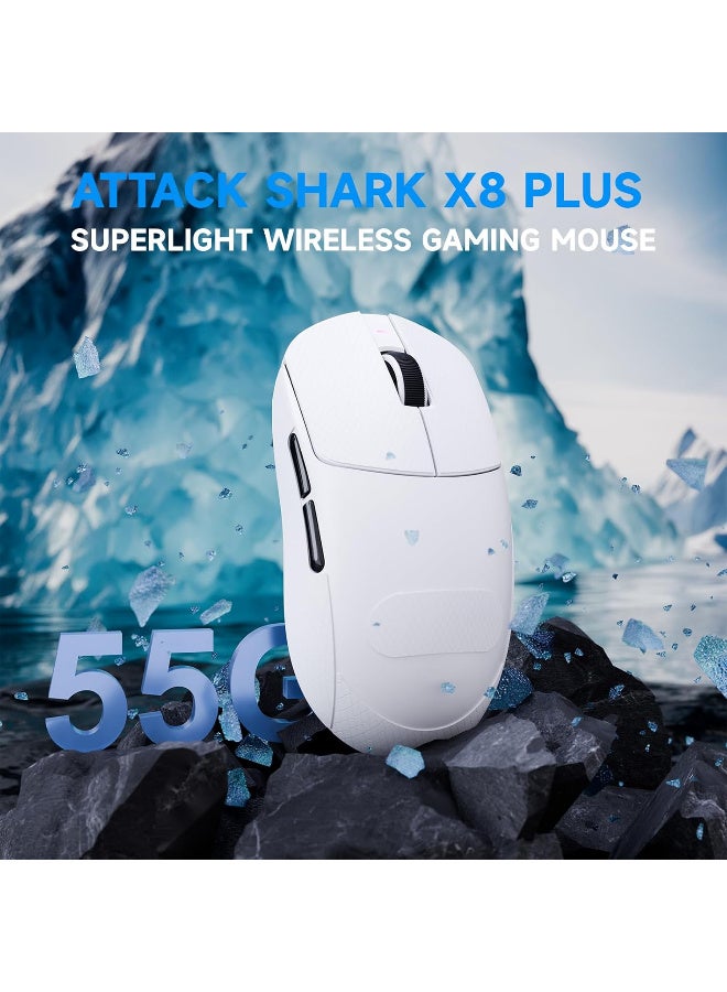 هجوم القرش X8 PLUS Wireless Gaming Mouse With C06 Ultra LED Cable, 55g SUPERLIGHT, Large Hand Size, PixArt PAW3395PRO Gaming Sensor, BT/2.4G Wireless/Wired, 40000 DPI, 500mAh Battery - Image 4
