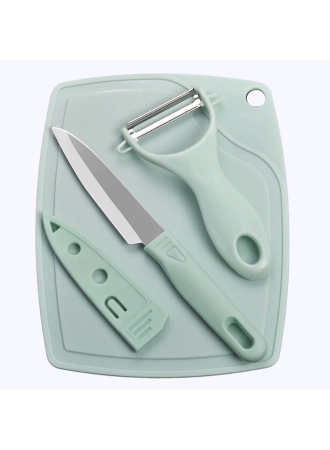 هومستر مجموعة مطبخ 3 قطع - سكين الفواكه ، مقشرة ، ومجلس القطع ، وغسالة صحون آمنة غير انزلاق قطع المجلس للفواكه والخضروات - Image 1