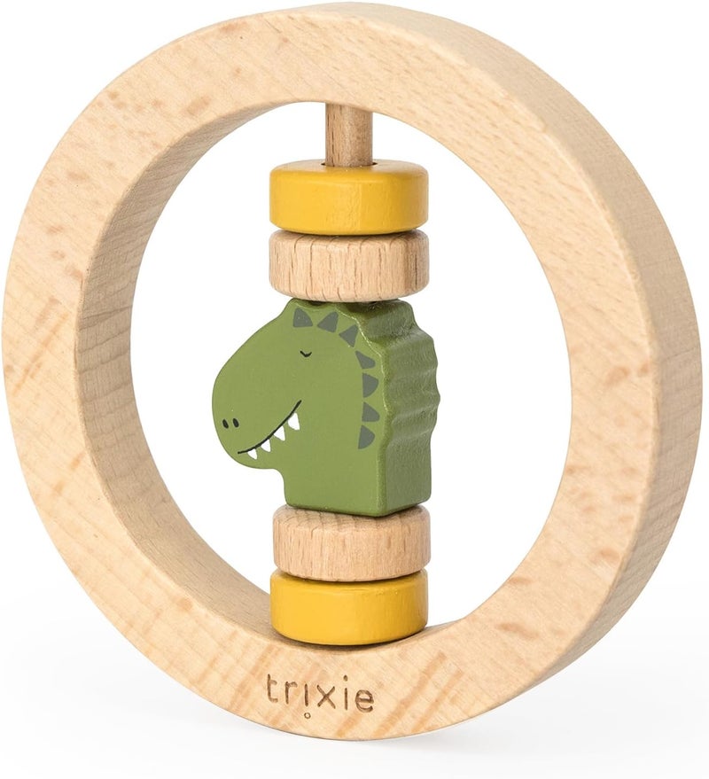 Trixie Wooden Round Rattle - Mr. Dino - FSC-Certified Wood - BPA-Free Baby Rattle - Safe, Durable, and Easy-to-Grasp Design for Infants - Image 4