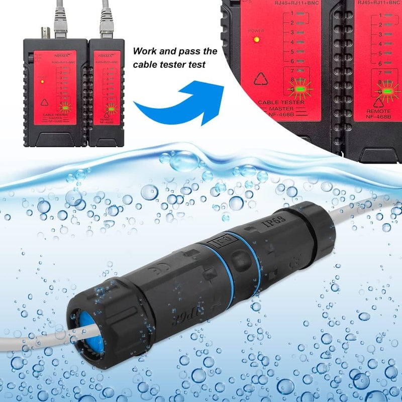 كاست ويف مقرن RJ45 مقاوم للماء، 5 قطع مقرن إيثرنت محمي من أنثى إلى أنثى، موصل كابل LAN خارجي IP68 لشبكة إيثرنت الخارجية لكابل إيثرنت Cat5e Cat6 Cat7 - Image 4