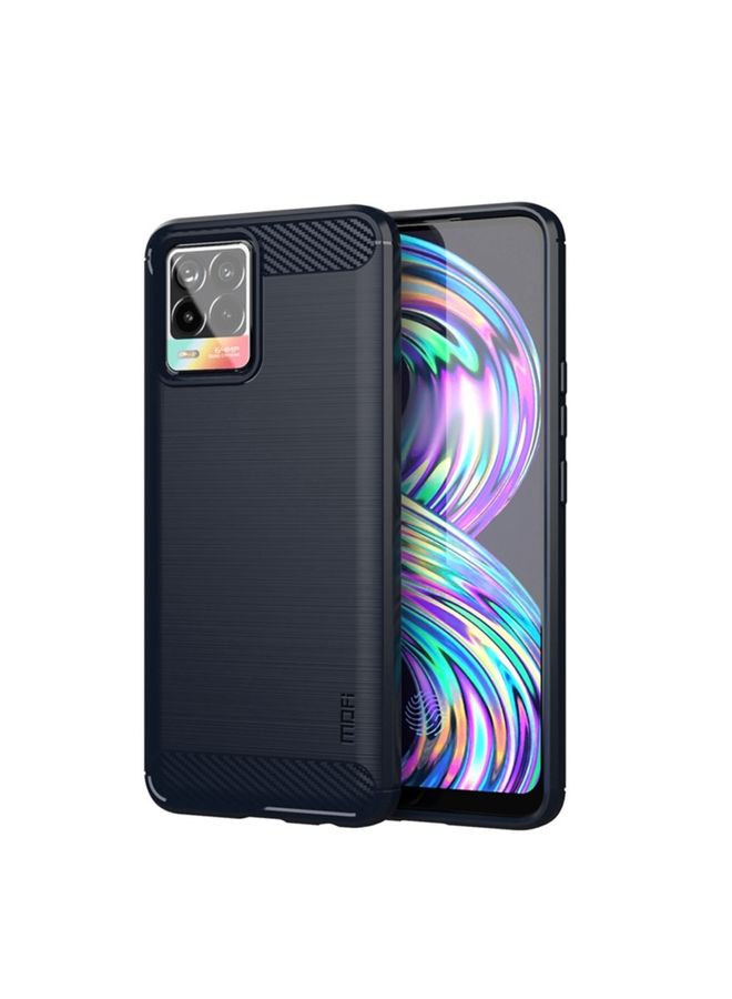 Case Cover For Realme 8 / 8 Pro  Gentleness Series Brushed Texture Carbon Fiber Soft TPU Case Blue