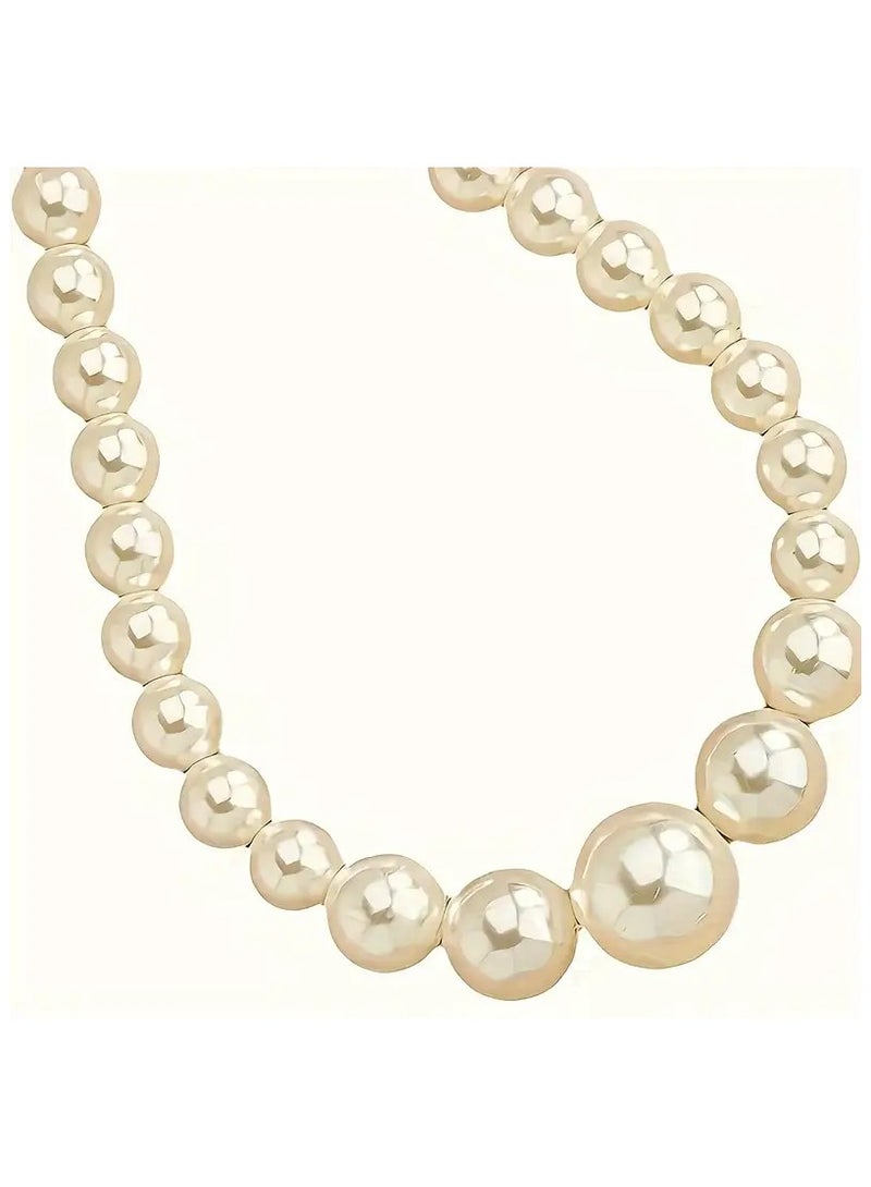 هوم كليرانس سايل مجموعات المجوهرات والأقراط والقلادات مجموعة مجوهرات لؤلؤة أكريليك أبيض كريمي مزاج أنيق إكسسوارات زفاف العطلات للنساء - Image 2