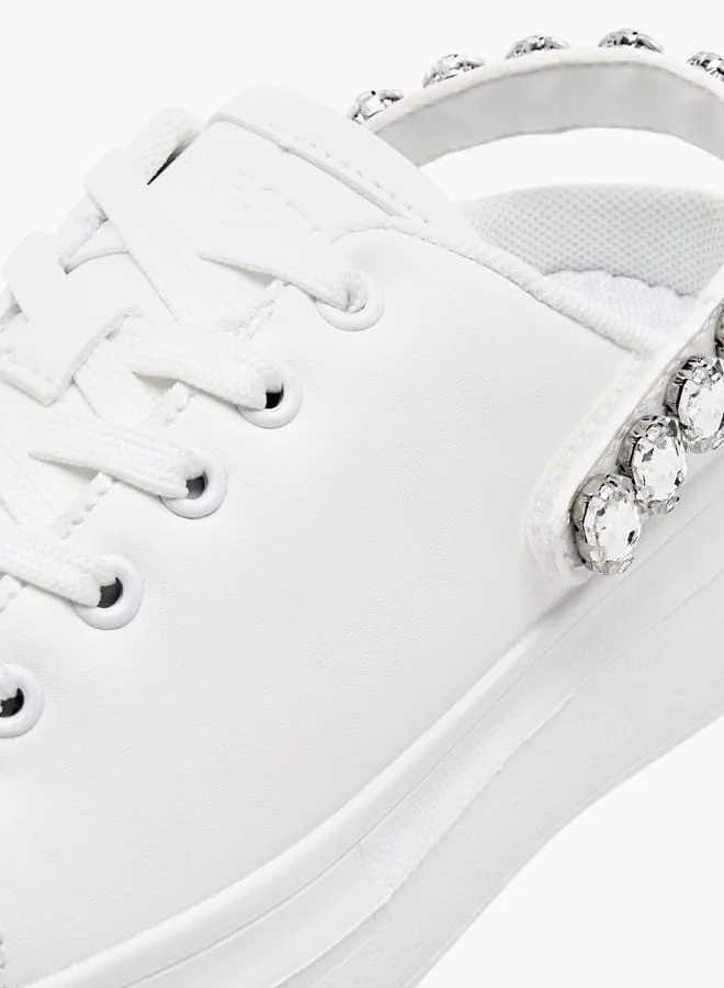 Celeste Girls' Embellished Sneakers with Lace-Up Detail