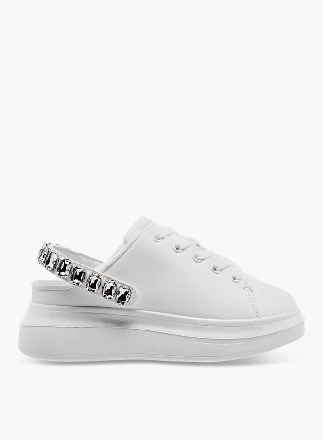 Celeste Girls' Embellished Sneakers with Lace-Up Detail