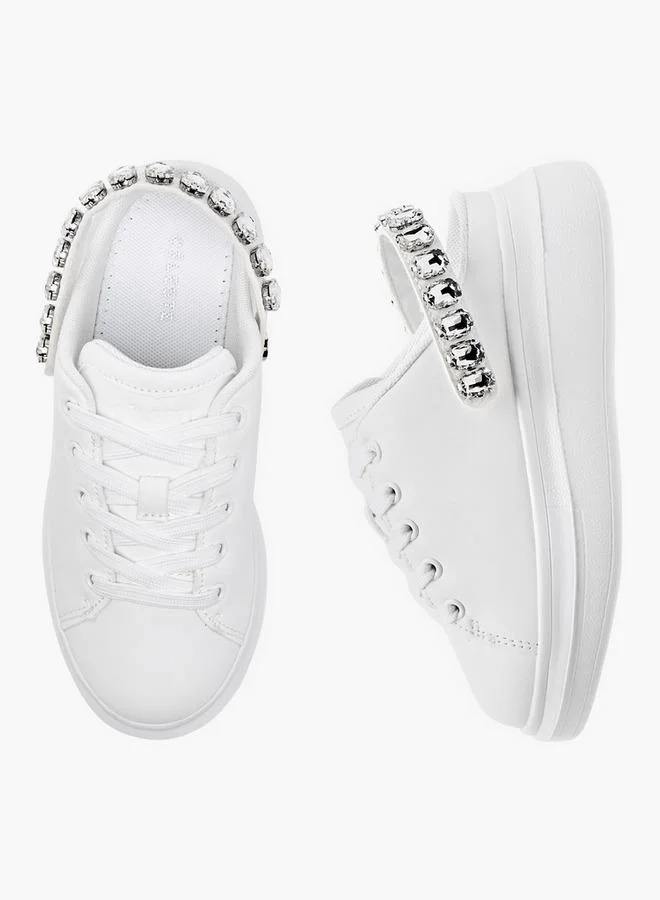 Celeste Girls' Embellished Sneakers With Lace-Up Detail