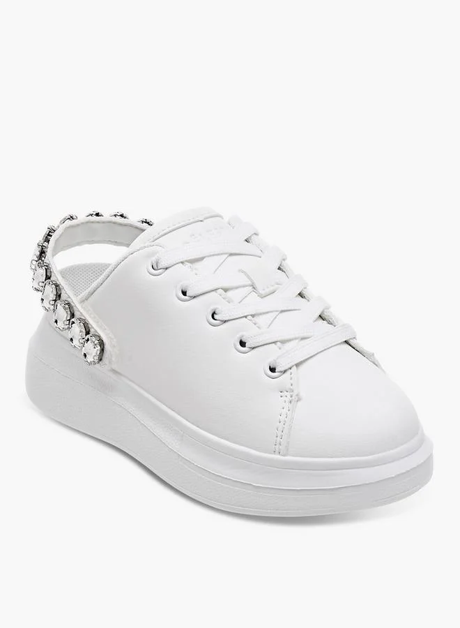 Celeste Girls' Embellished Sneakers With Lace-Up Detail