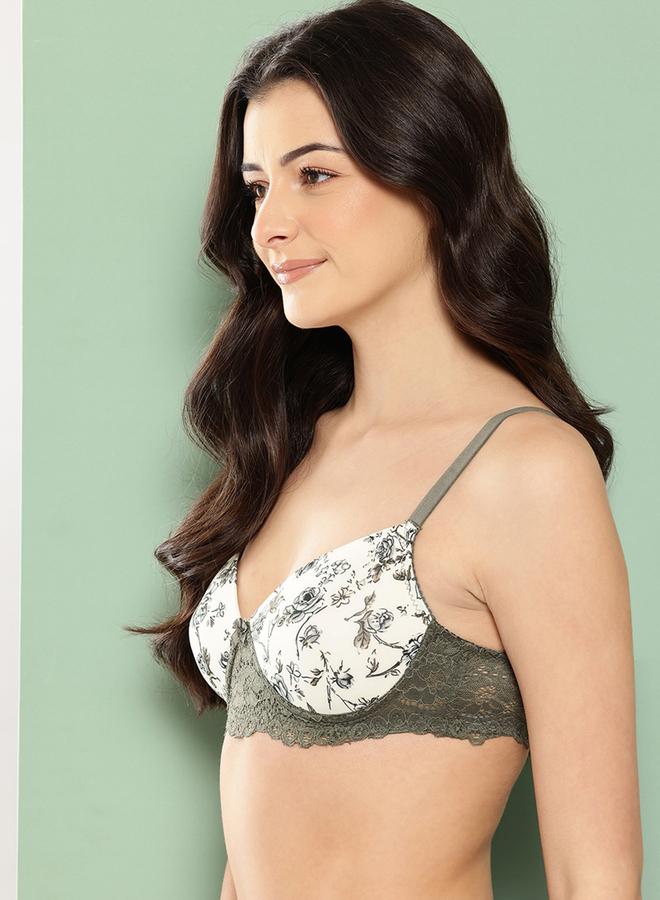 Leading Lady Olive Printed Lightly Padded Non Wired T-Shirt Bra - Image 2
