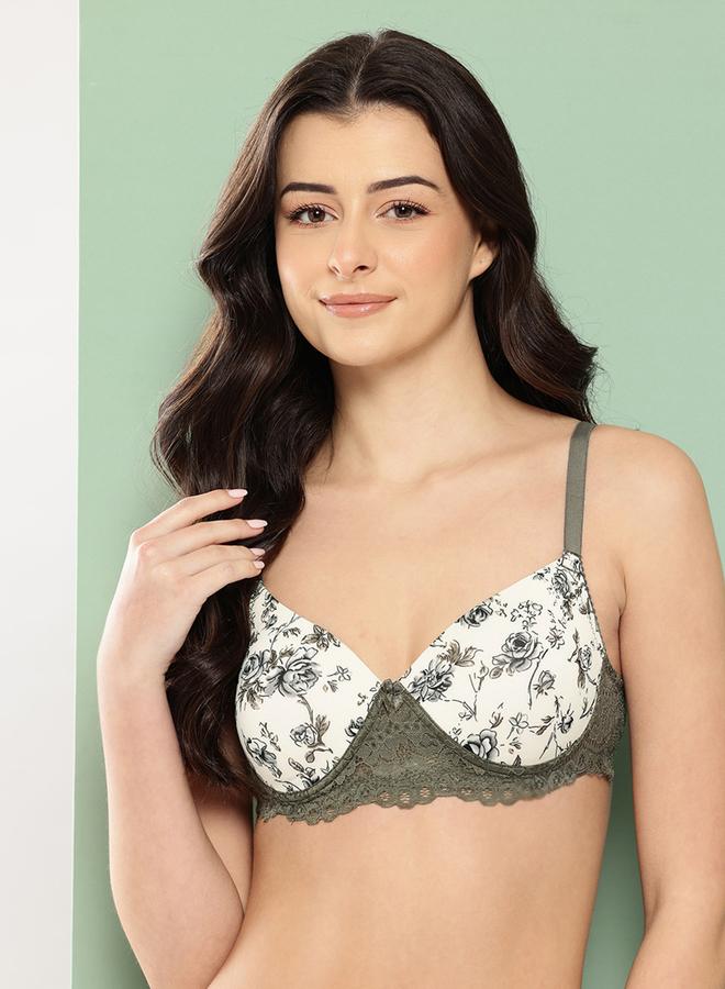 Leading Lady Olive Printed Lightly Padded Non Wired T-Shirt Bra - Image 1