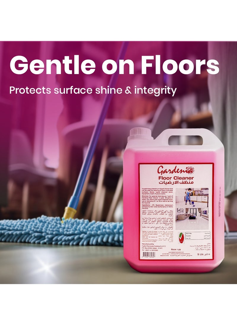 Gardenia - Gardenia Floor Cleaner Liquid - Rose Scent, Powerful Cleaning Liquid, Sparkling Clean Interior & Germ Protection,(5L) - Image 1