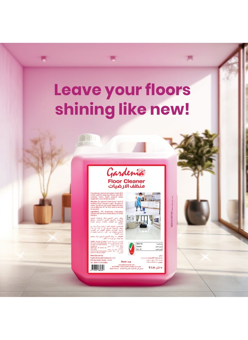 Gardenia - Gardenia Floor Cleaner Liquid - Rose Scent, Powerful Cleaning Liquid, Sparkling Clean Interior & Germ Protection,(5L) - Image 1