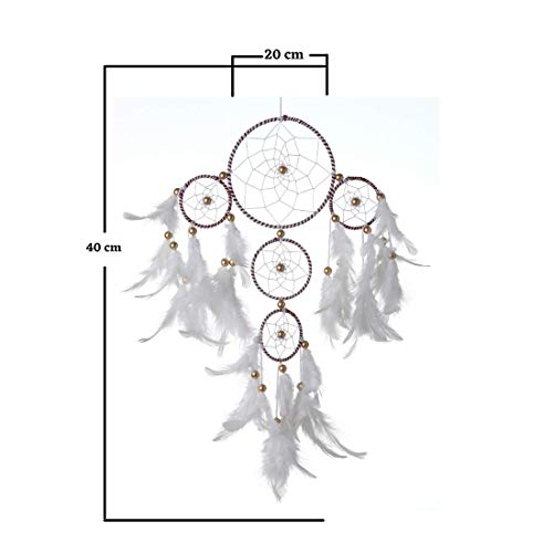 Rooh Dream Catcher ~ White and Brown 4 Tier with Pretty Lights ~ Handmade Hangings for Positivity - Image 3