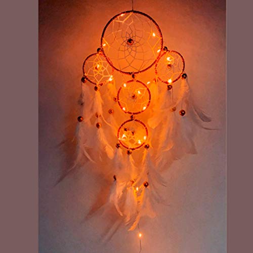 Rooh Dream Catcher ~ White and Brown 4 Tier with Pretty Lights ~ Handmade Hangings for Positivity - Image 5