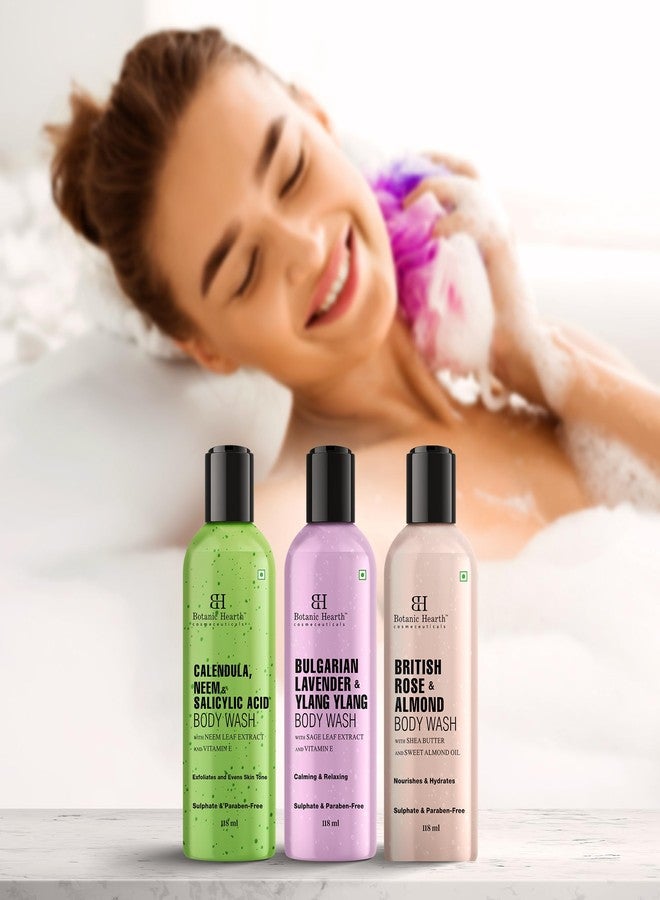 Botanic Hearth Body Wash Set of 3 – British Rose, Neem & Lavender | Hydrating & Purifying Shower Gel | Deep Cleansing, Refreshing & Nourishing | For All Skin Types | 118ml Each - Image 2