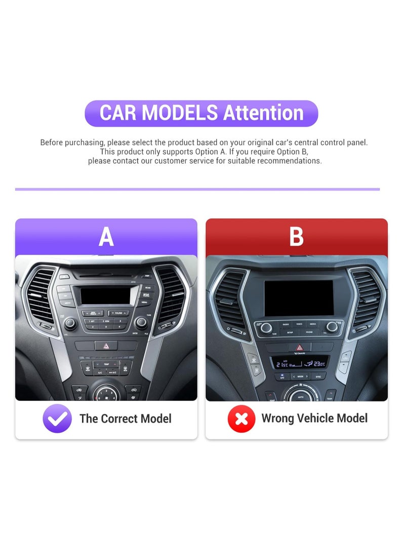 ستيريو سيارة 8-Core 4+64GB Android 13 لسيارة Hyundai Santa Fe IX45 2013-2017، راديو بشاشة تعمل باللمس عالية الدقة مقاس 9 بوصات مع Carplay لاسلكي، ونظام ملاحة GPS، وبلوتوث، وDSP، وFM RDS، وكاميرا احتياطية - Image 2