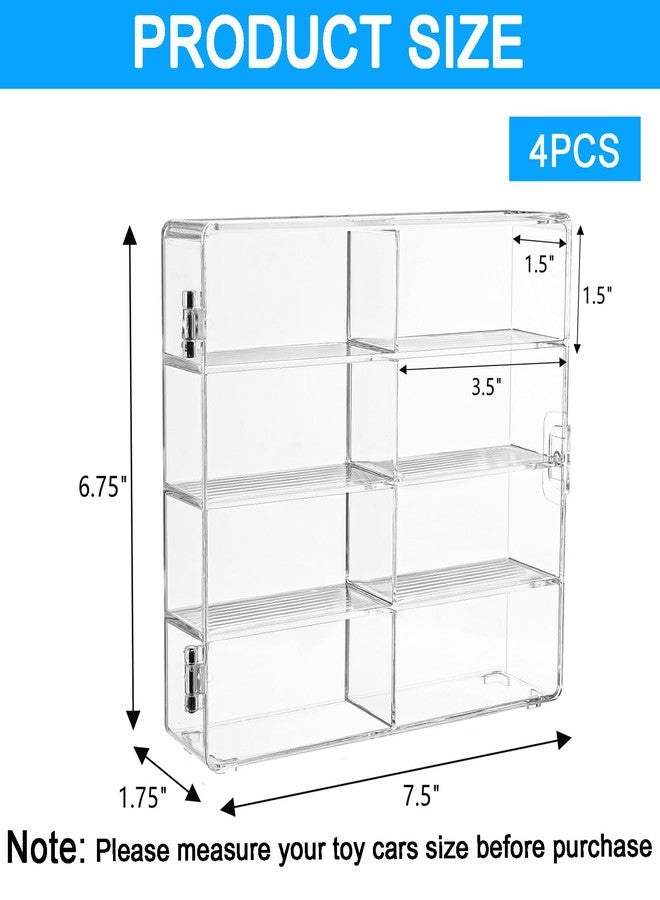 Frcctre 4 Pack Acrylic Display Case for 1/64 Scale Matchbox Wheels Toy, 32 Slots Toy Cars Storage Organizer Box with Clear Dustproof Cover, 7.5 X 6.75 X 1.75 Inches - Image 2