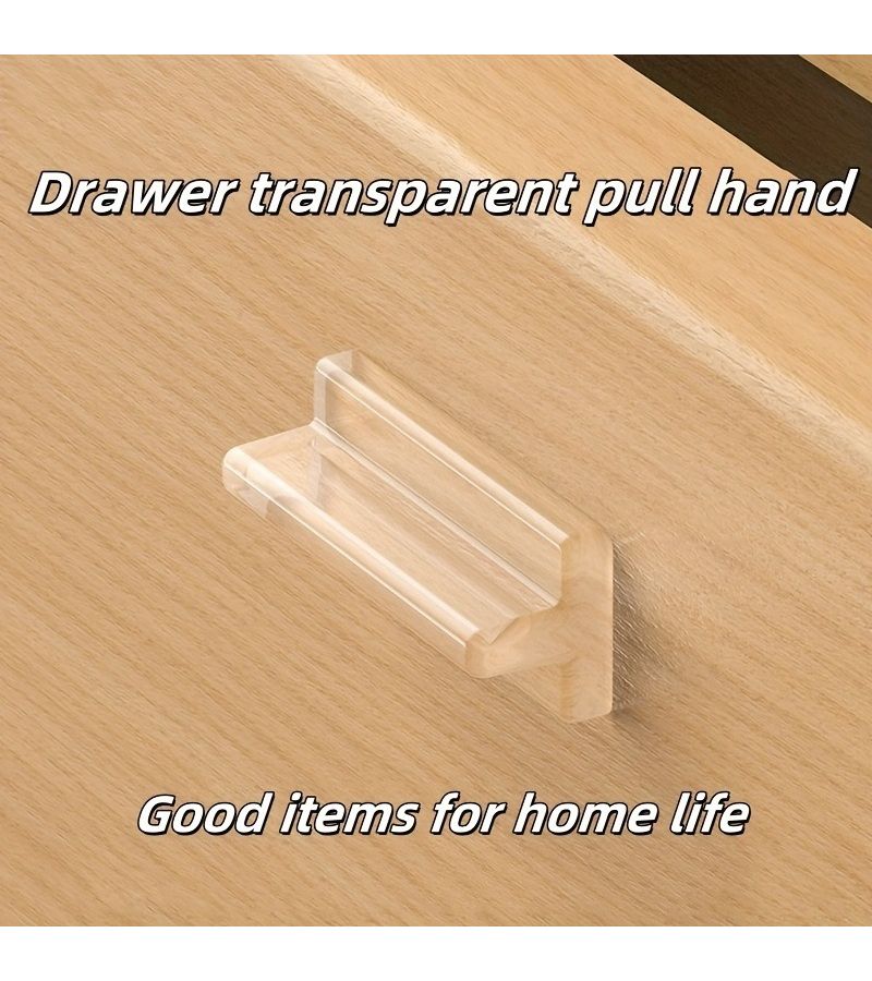 2pcs Self Adhesive Transparent No Drill Drawer Handles Square Soft Pulls Strong Adhesive Durable Plastic Invisible Cabinet Door Handles No Screws Required For Modern Kitchen Wardrobe - Image 2