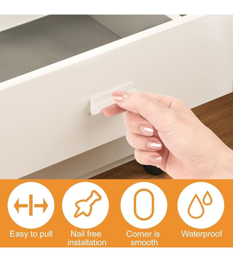 2pcs Self Adhesive Transparent No Drill Drawer Handles Square Soft Pulls Strong Adhesive Durable Plastic Invisible Cabinet Door Handles No Screws Required For Modern Kitchen Wardrobe - Image 5