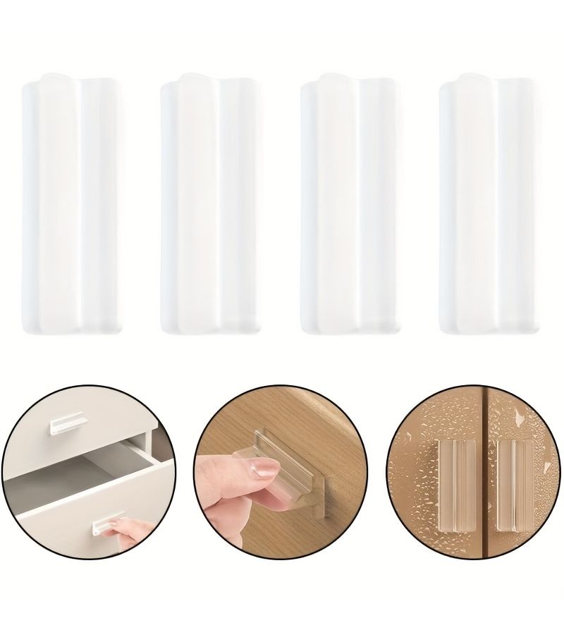 2pcs Self Adhesive Transparent No Drill Drawer Handles Square Soft Pulls Strong Adhesive Durable Plastic Invisible Cabinet Door Handles No Screws Required For Modern Kitchen Wardrobe - Image 3