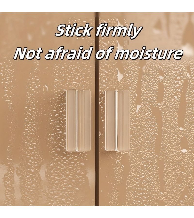 2pcs Self Adhesive Transparent No Drill Drawer Handles Square Soft Pulls Strong Adhesive Durable Plastic Invisible Cabinet Door Handles No Screws Required For Modern Kitchen Wardrobe - Image 4