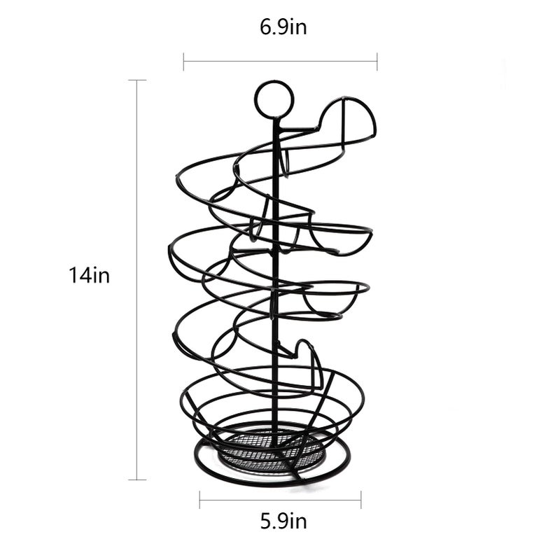 QUTREY Black Metal Egg Skelter with Storage Basket  Spiral Design Egg Holder for Large Egg for Countertop  Kitchen - Image 2