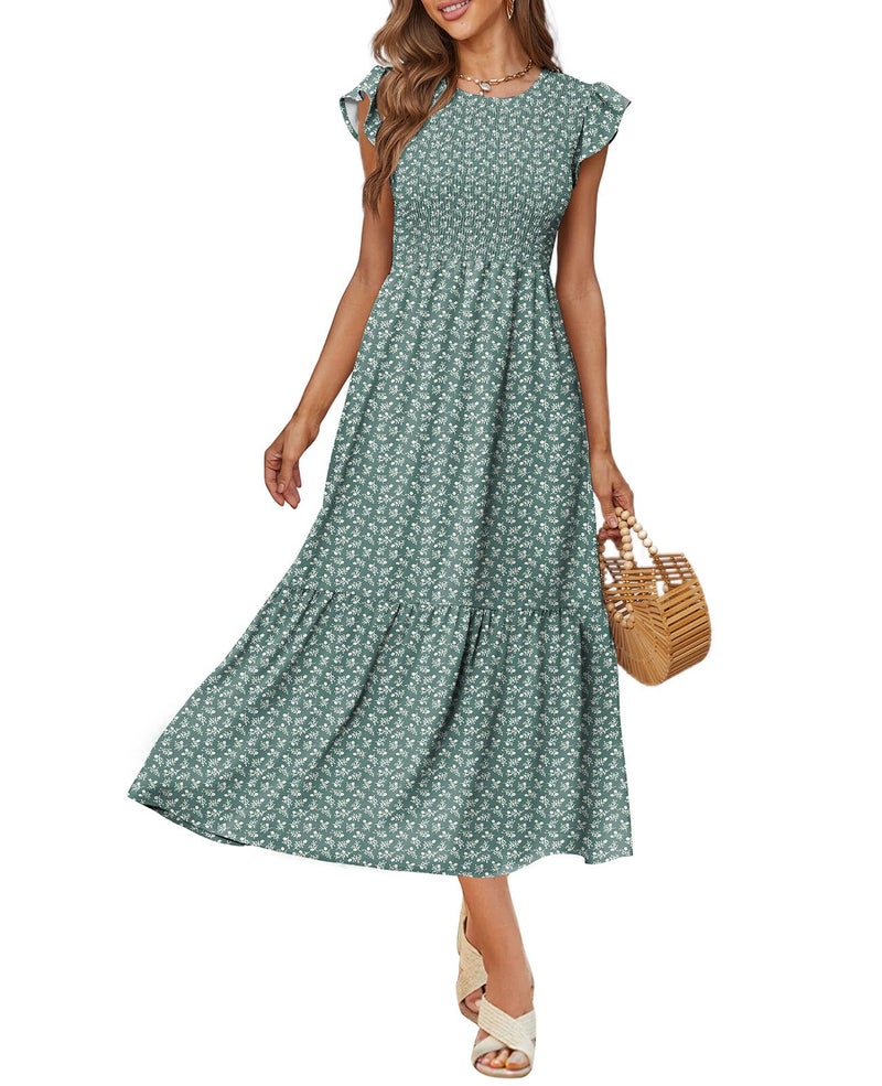 OFEEFAN Maxi Dress for Women Green Baby Shower Dress Floral Dress M - Image 2