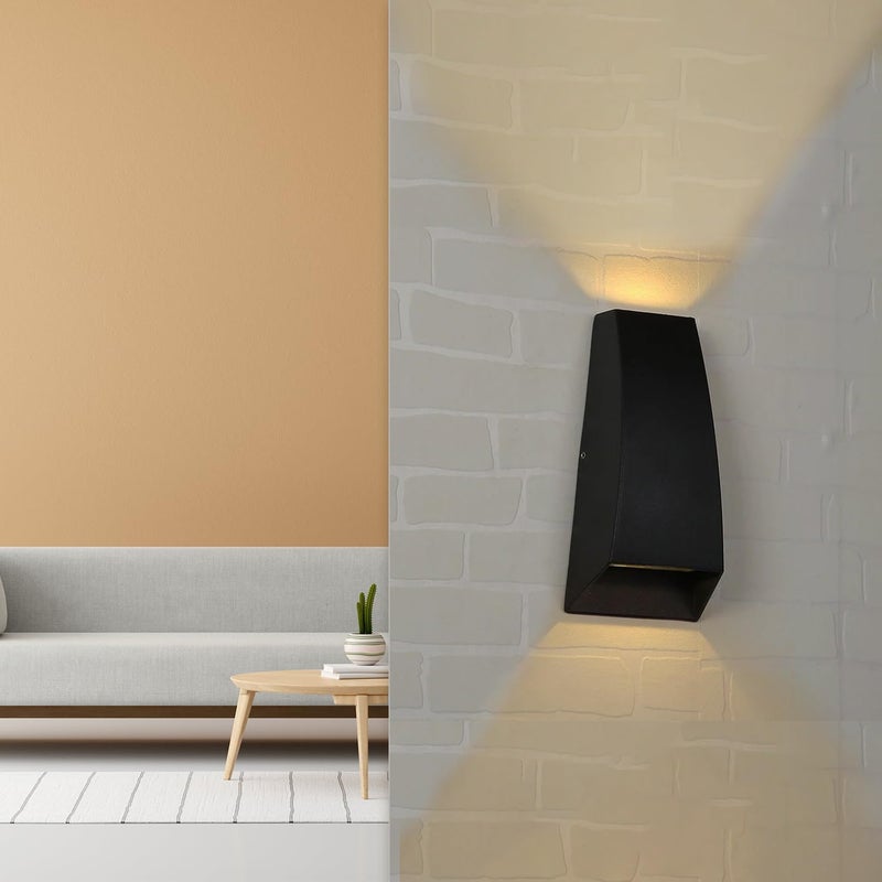 GIGAWATTS 9W Pyramid Wall Light 2 Way BIS Approved 110LM COB LED Exterior Indoor Mount Fixture Up Down Sconce Lamp for Home Yard Staircase Living Room Bedroom Decor 1Pc Warm White - Image 1