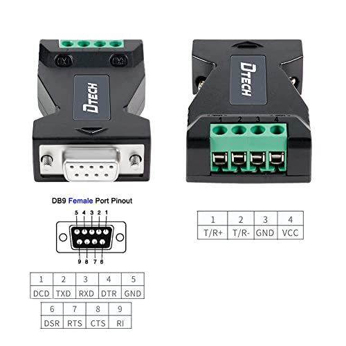 DTech RS232 to RS485 Converter Serial Adapter with 4 Position Terminal Block for Long Haul Data Communication Supports 600W Anti-Surge - Image 2