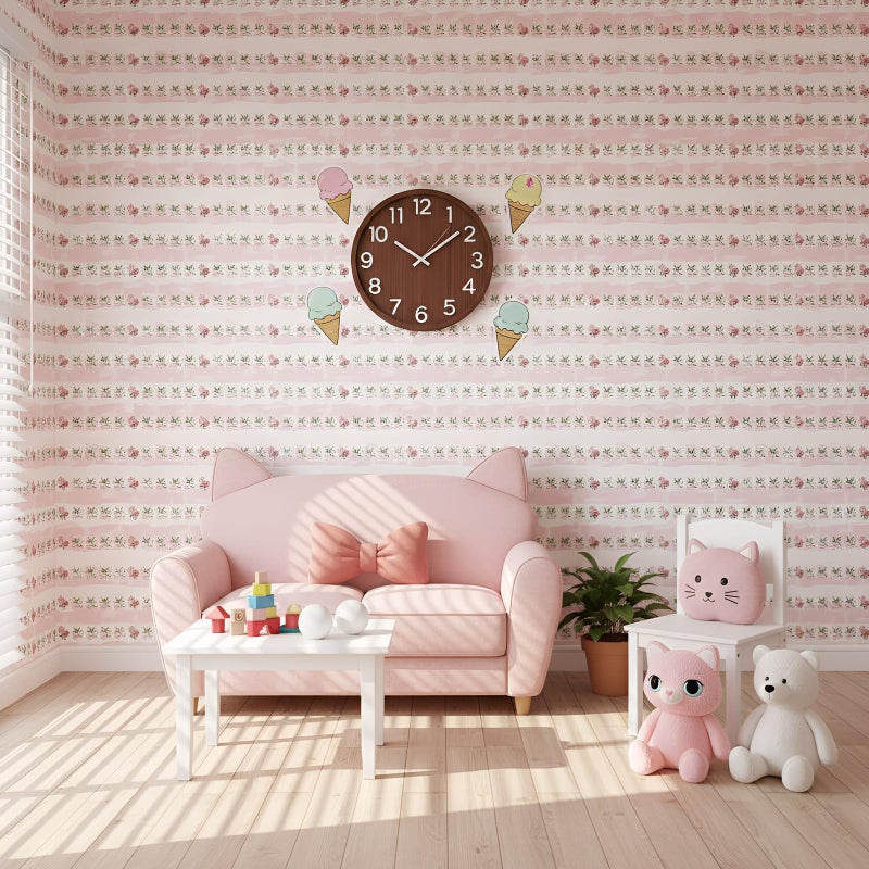 Flutesan 3 Pcs Miniature Dollhouse Wallpaper and Flooring Peel and Stick 1:12 Scale Self Adhesive Doll House Wallpaper DIY Mini Dollhouse Accessories 8.27 x 11.69 Inch(Pink Flower) - Image 4
