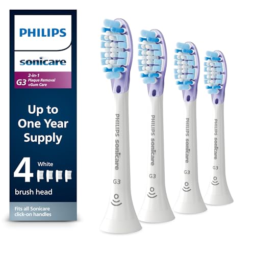 Philips Sonicare G3 TwoinOne Genuine Replacement Electric Toothbrush Heads White 4 Pack One Year Supply HX905465 - Image 1