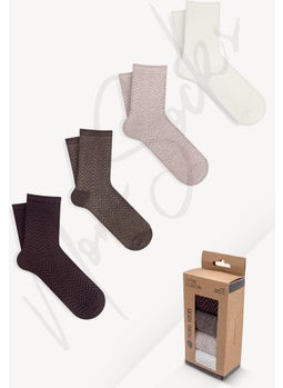 Mono Socks Women's Zigzag Patterned Boxed Women's Socket Socks  - Image 1