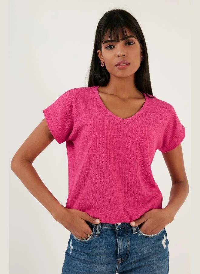 ليلا بلوزة نسائية بياقة على شكل حرف  من ليلا