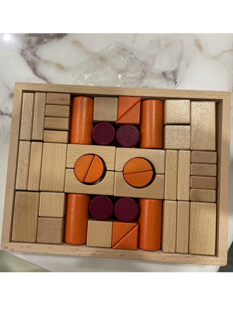 general Log wood building block baby large particles puzzle assembly early education children's toys wooden environmental protection can bite solid wood - Image 1