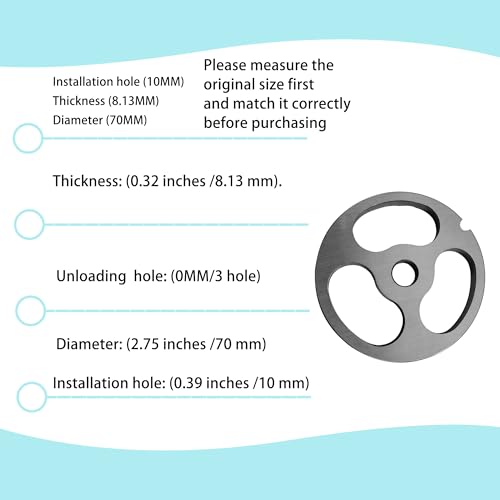 OUSTUE #12 Stainless Steel Meat Grinder Plate Discs Blades Compatible with FGA Food Chopper and Hobart, Cabelas, Weston, LEM, MTN Meat Grinders,Cutting Disks Heavy Duty (3 Big Hole Plate) - Image 2