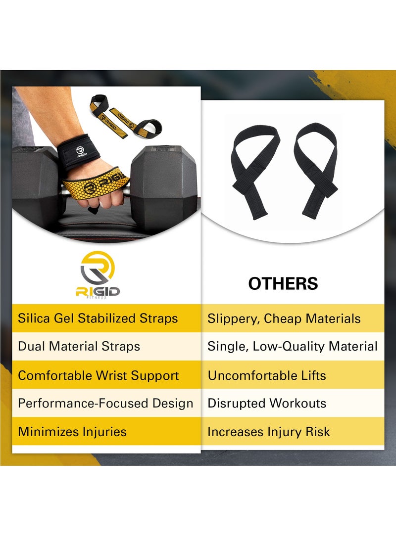 RIGID FITNESS - Lifting Straps for Gym, Padded Wrist Protection Straps, Anti-Slip Neoprene Straps, for CrossFit Training, Hand Bar Straps, Bodybuilding Powerlifting, Fitness Exercise Grips - Image 1