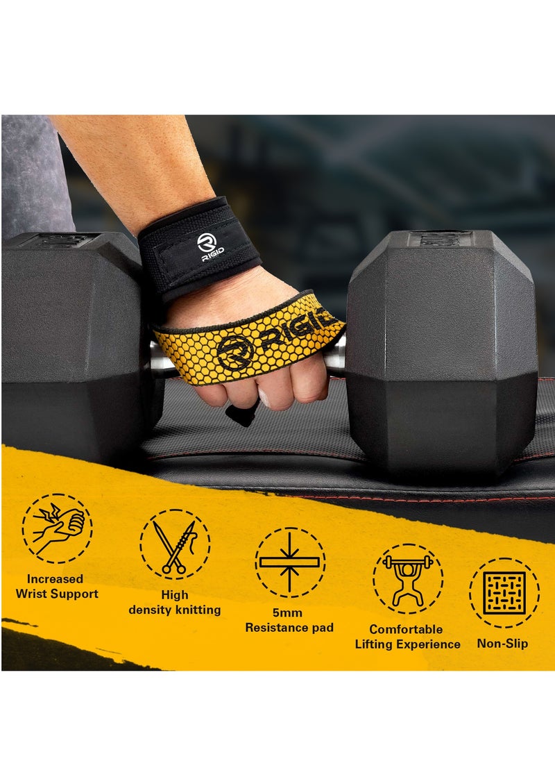 RIGID FITNESS - Lifting Straps for Gym, Padded Wrist Protection Straps, Anti-Slip Neoprene Straps, for CrossFit Training, Hand Bar Straps, Bodybuilding Powerlifting, Fitness Exercise Grips - Image 1