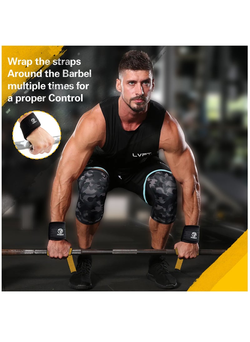 RIGID FITNESS - Lifting Straps for Gym, Padded Wrist Protection Straps, Anti-Slip Neoprene Straps, for CrossFit Training, Hand Bar Straps, Bodybuilding Powerlifting, Fitness Exercise Grips - Image 1