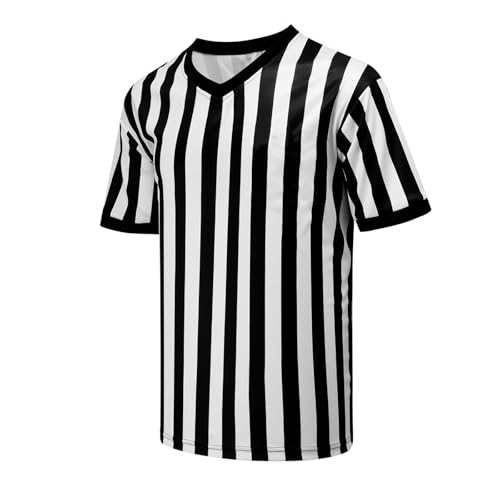 VKT Referee Shirt V-Neck Official Ref Costume Umpire Jersey for Womens and Mens Basketball Football Halloween Uniform L - Image 3