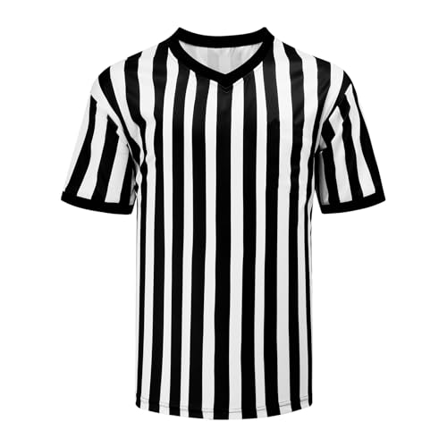 VKT Referee Shirt V-Neck Official Ref Costume Umpire Jersey for Womens and Mens Basketball Football Halloween Uniform L - Image 1