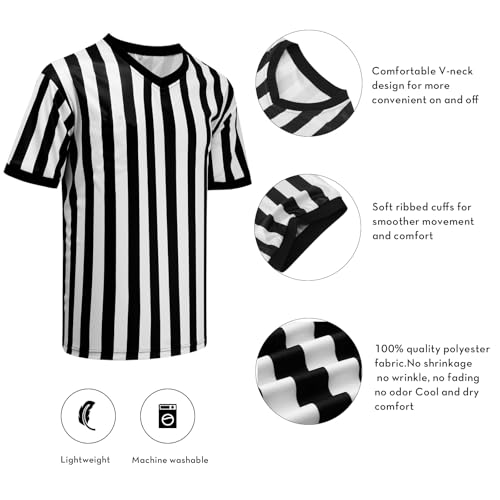VKT Referee Shirt V-Neck Official Ref Costume Umpire Jersey for Womens and Mens Basketball Football Halloween Uniform L - Image 5