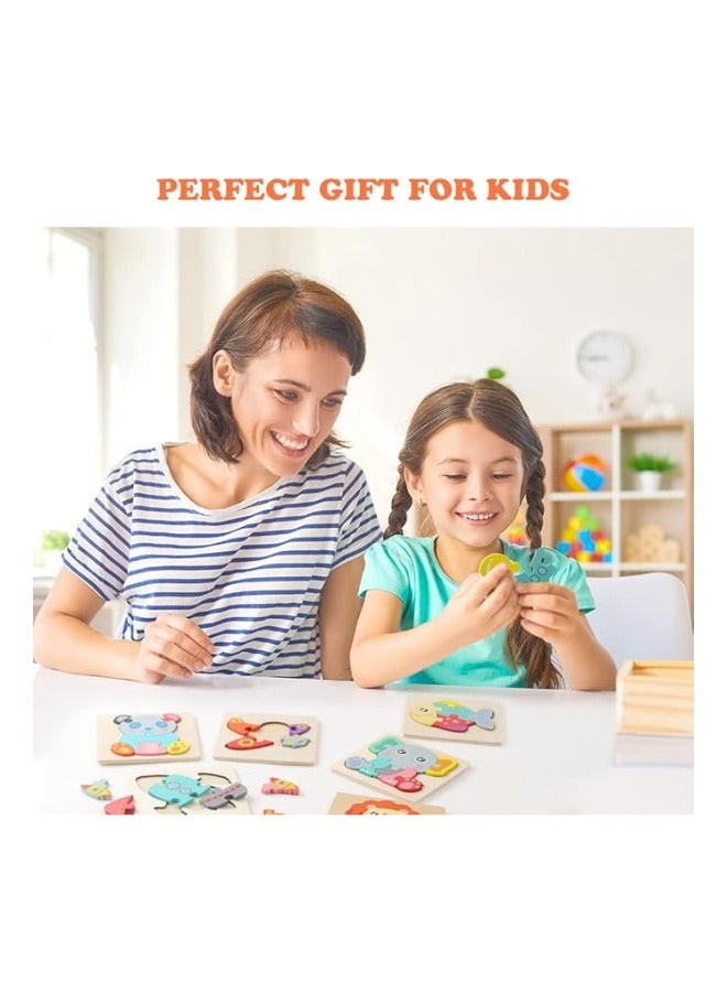 زيد ألغاز الصور المقطوعة الخشبية للحيوانات للأطفال الصغار - مجموعة ألغاز ثلاثية الأبعاد من 12 قطعة، ألعاب تعليمية للأطفال والرضع، هدية للنمو المبكر - Image 2