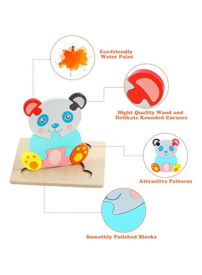 زيد ألغاز الصور المقطوعة الخشبية للحيوانات للأطفال الصغار - مجموعة ألغاز ثلاثية الأبعاد من 12 قطعة، ألعاب تعليمية للأطفال والرضع، هدية للنمو المبكر - Image 4