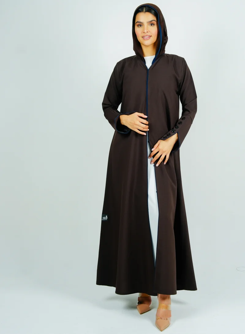 Rosette Abaya Stylish Brown abaya with sleeves button style + Matching shella